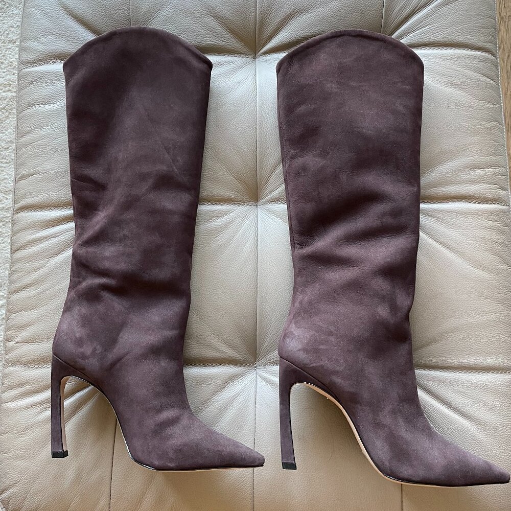 NWT Schutz Maryana Sculpt Nubuck Suede Boot Dark Chocolate - Size 8